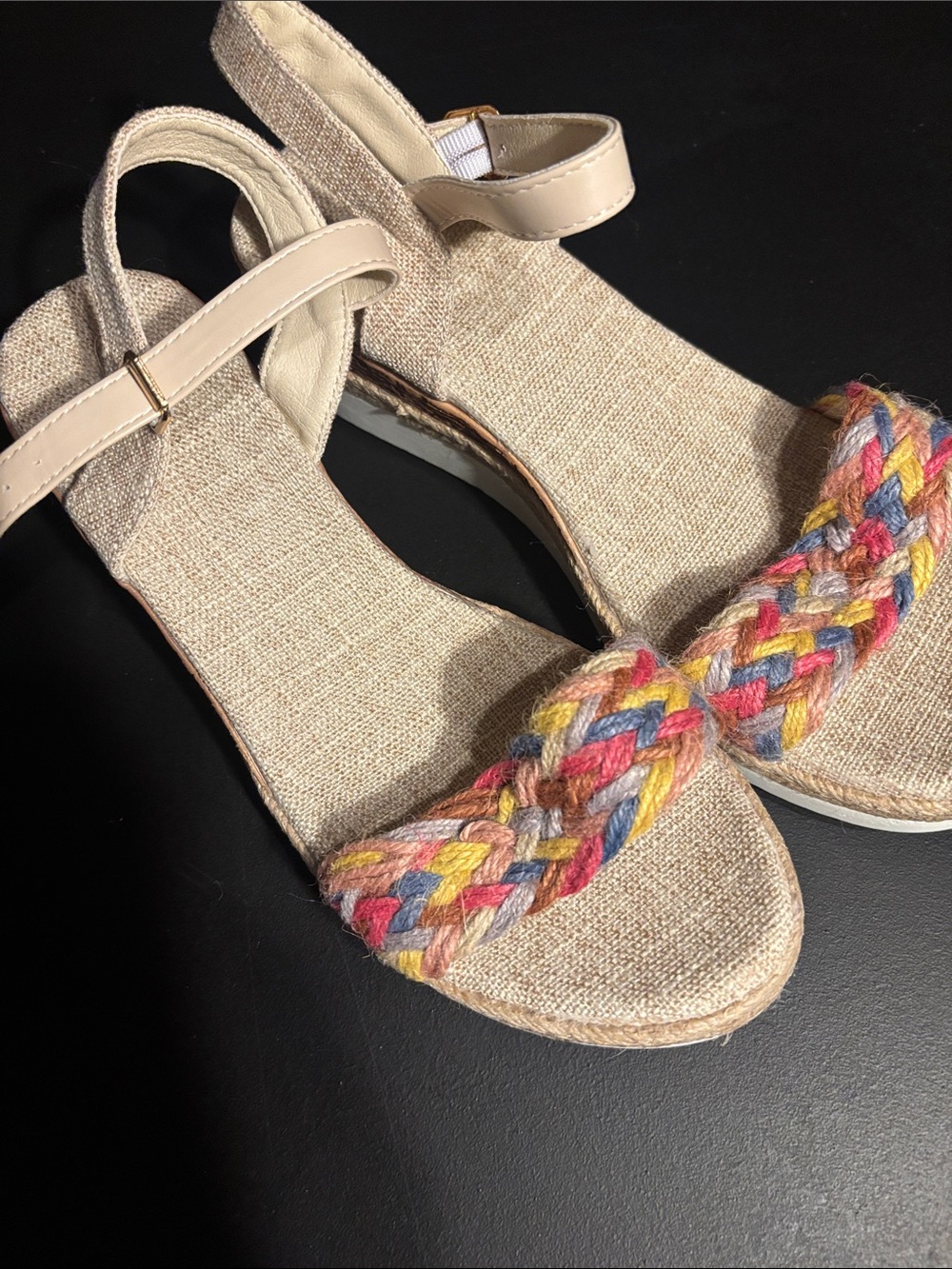 Braided Multi-Accent Neutral Espadrille Sandals - Women